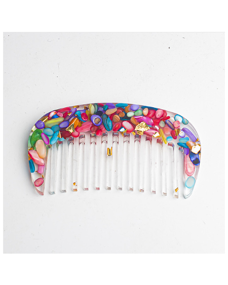 Resin Comb, with Natural Shell Chips inside for Women Girls