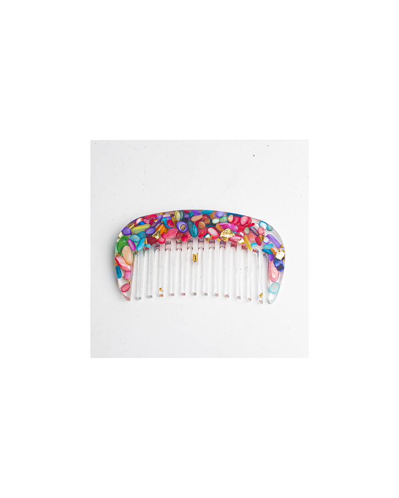 Resin Comb, with Natural Shell Chips inside for Women Girls