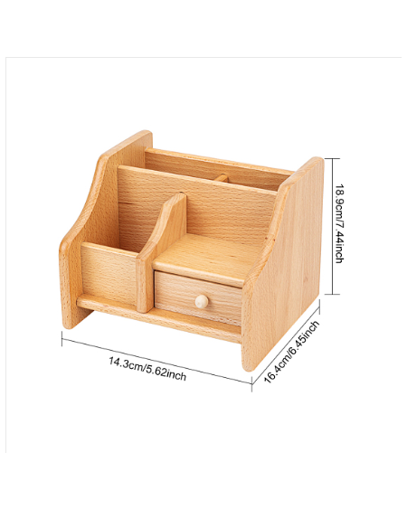 Beech Wood Cosmetic Drawer Storage Organizer Box