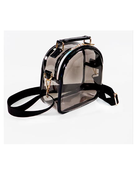 Laser Transparent Sling Bag, Mini PVC Crossbody Shoulder Backpack, with PU Leather Handle, for Women Girls