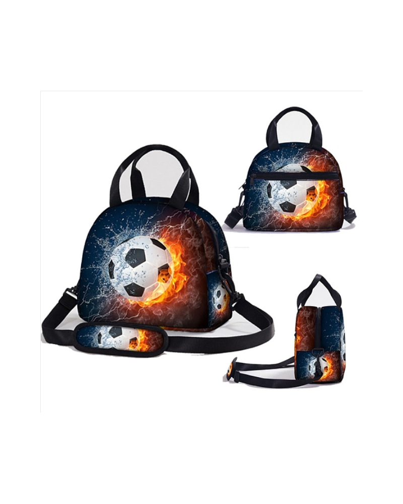 Soccer Ball Insulated Lunch Bag, Leakproof Tote Lunch Box with Removable Shoulder Straps