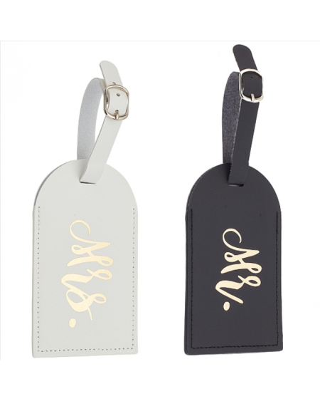 2Pcs 2 Colors PU Leather & Alloy Luggage Bag Tags, Travel ID Labels, Suitcase Name Tags