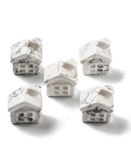 Natural Howlite Carved House Figurines (02S4B3)