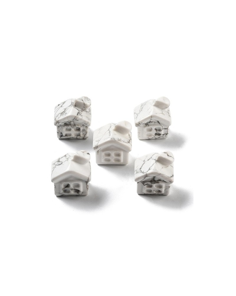 Natural Howlite Carved House Figurines (02S4B3)