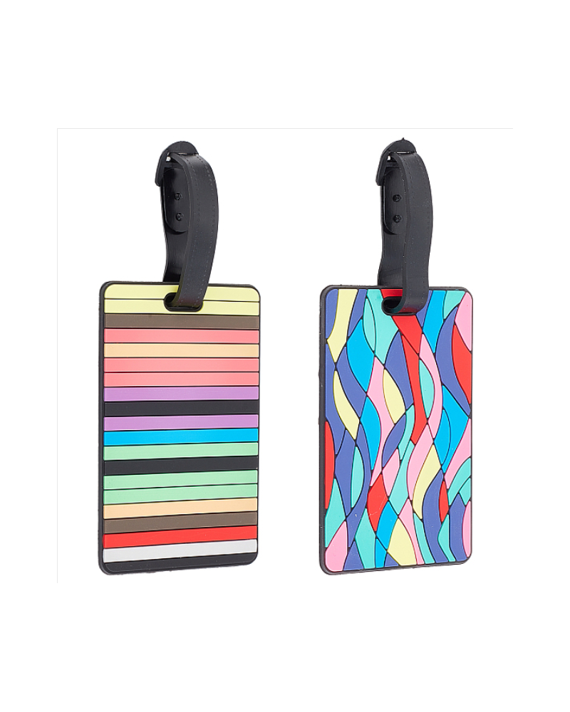 2Pcs 2 Style PVC & Silicone Luggage Tag, Travel ID Labels, Suitcase Name Tags, Rectangle