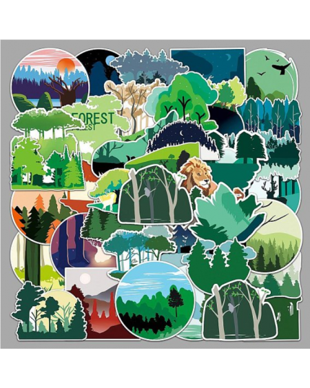 50Pcs Forest PET Waterproof Stickers, Self-adhesive Decals, for Suitcase, Skateboard, Refrigerator, Helmet