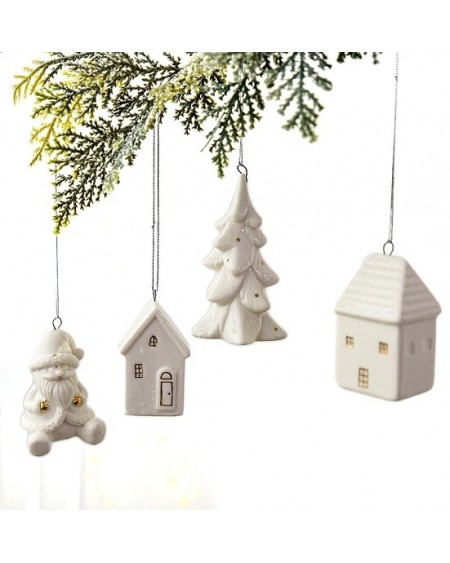 Christmas Porcelain House Santa Claus Snowman Pendant Decorations, for Christmas Tree Hanging Ornaments (02W1WQ)