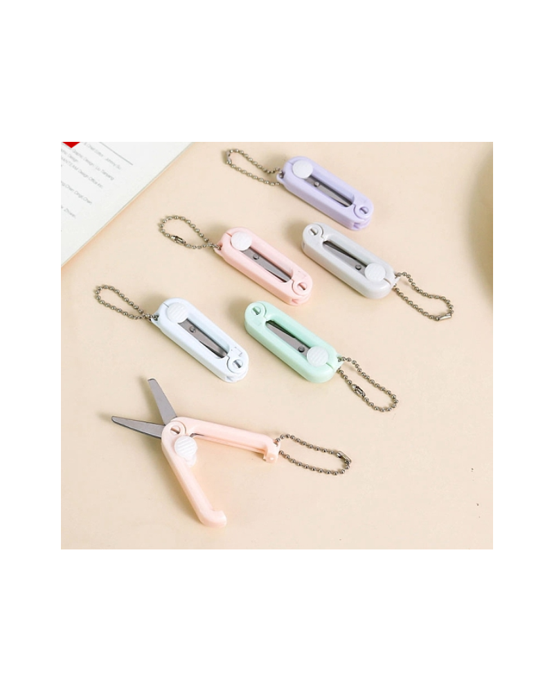 Stainless Steel Safe Portable Travel Scissors, Mini Foldable Multifunction Scissors, with Plastic Handle