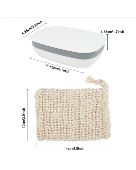 Plastic Soap Container Travel Soap Case Holder Soap Dishes with Linen Soap Bag for Home Bathroom Outdoor