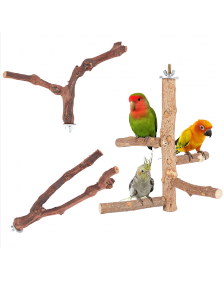 Satinwood Parrot Standing Twig, with Iron Finding, Pet Supplies