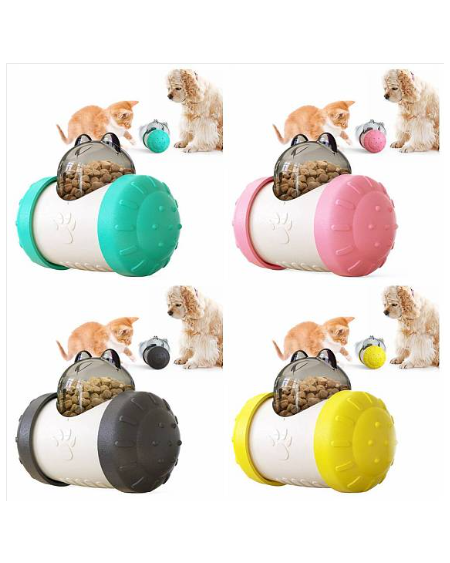 Plastic Dog Cat IQ Treat Bear Tumbler, Interactive Pet Food Leaky Dispenser