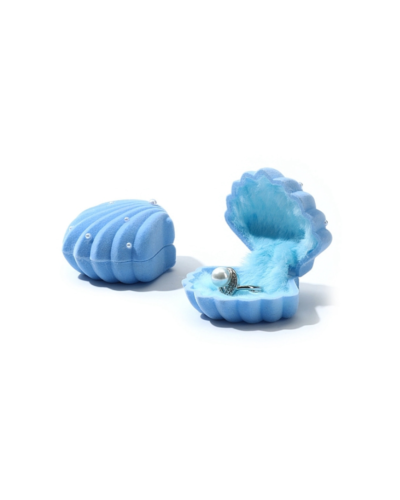 Shell Shaped Velvet Jewelry Boxes, for Earrings, Rings, Necklaces