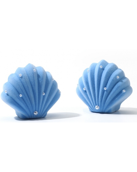 Shell Shaped Velvet Jewelry Boxes, for Earrings, Rings, Necklaces