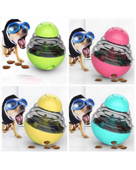 Plastic Dog Cat IQ Treat Oval Tumbler, Interactive Pet Food Leaky Dispenser, Slow Feeder Pet Toy