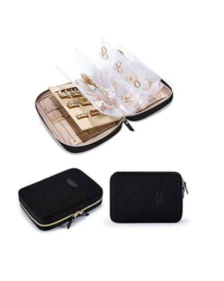 Rectangle Velvet Jewelry Box, Travel Portable Jewelry Case, Zipper Storage Boxes