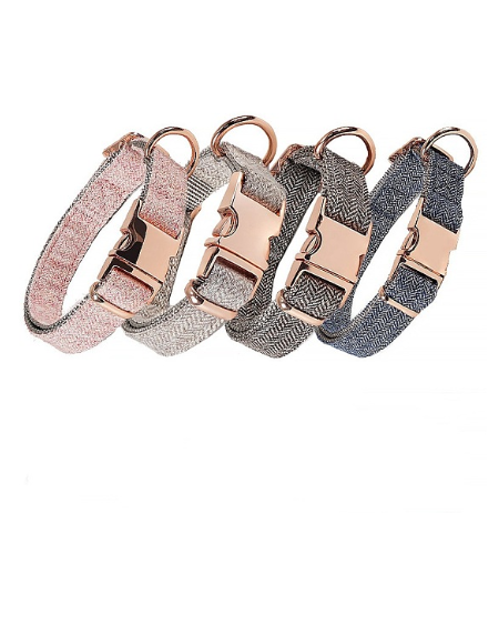 Nylon Dog Collar with Rose Gold Iron Quick Release Buckle, Adjustable Safety Collar for Dog Pet