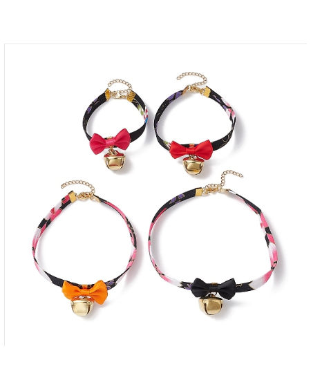 Polyester Pet Collar, Pet Necklaces with Iron Bell