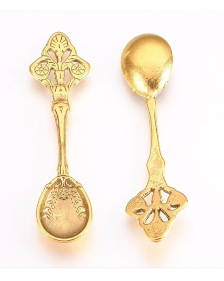 Tibetan Style Alloy Pendants, Kitchen Utensil Pendants, Spoon, Cadmium Free & Lead Free, 59x15x4mm (0087PR)