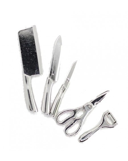 Miniature Realistic Mini Alloy Kitchen Utensils Knife Sets, Micro Landscape Dollhouse Accessories  (02Z516)