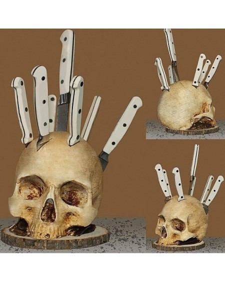 Skull Resin Knife Display Stand, Knife Holder for Home Kitchen, Store, Exhibition (02Y6BZ)