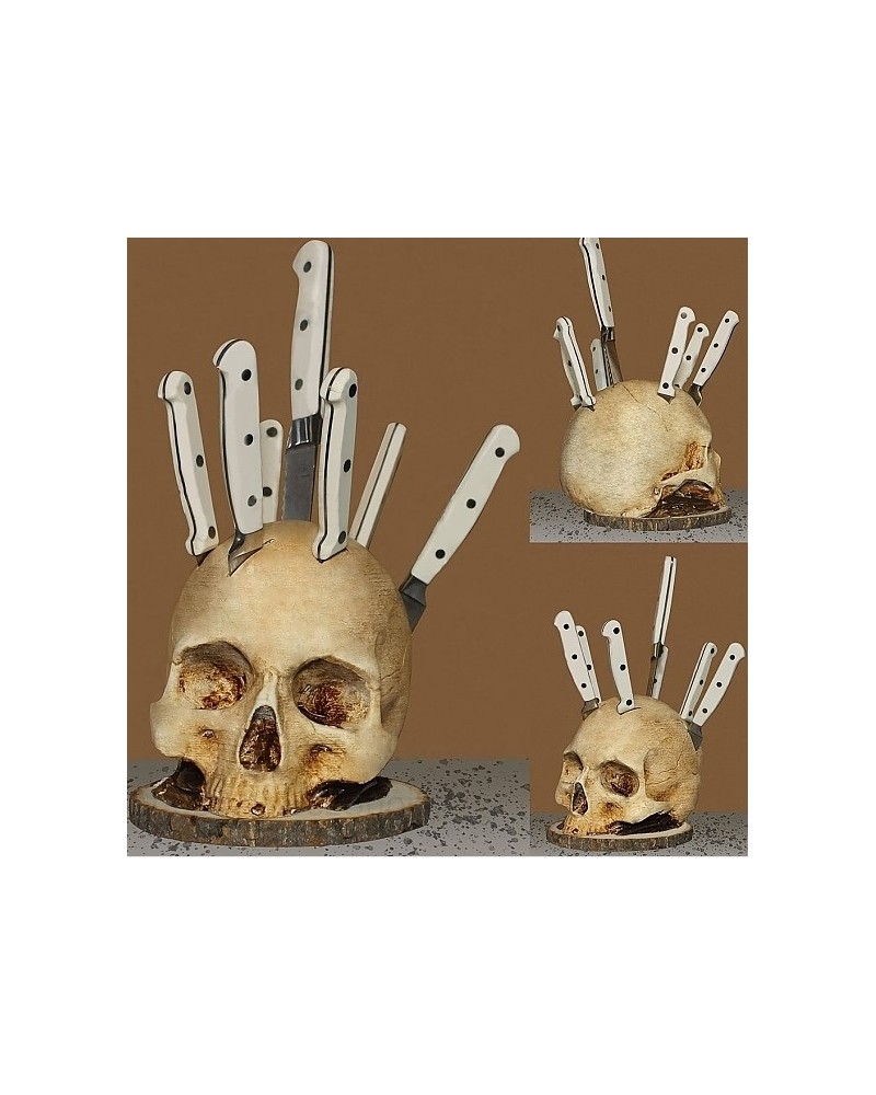 Skull Resin Knife Display Stand, Knife Holder for Home Kitchen, Store, Exhibition (02Y6BZ)