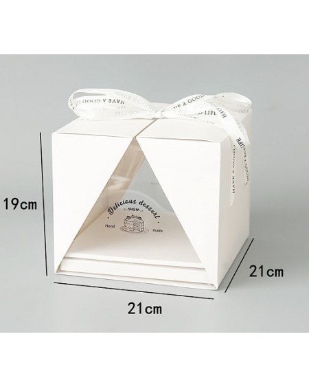 Individual Kraft Paper Tall Cake Boxes, Bakery Single Cake Packing Box, Square with Clear Window (02BNK2)