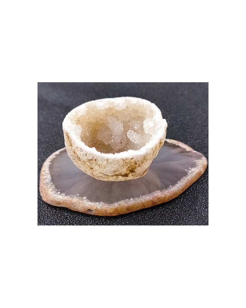 Natural Agate Cups & Cup Mats, Irregular Shape Slice Coaster & Geode Teacup Set (02HZ8S)