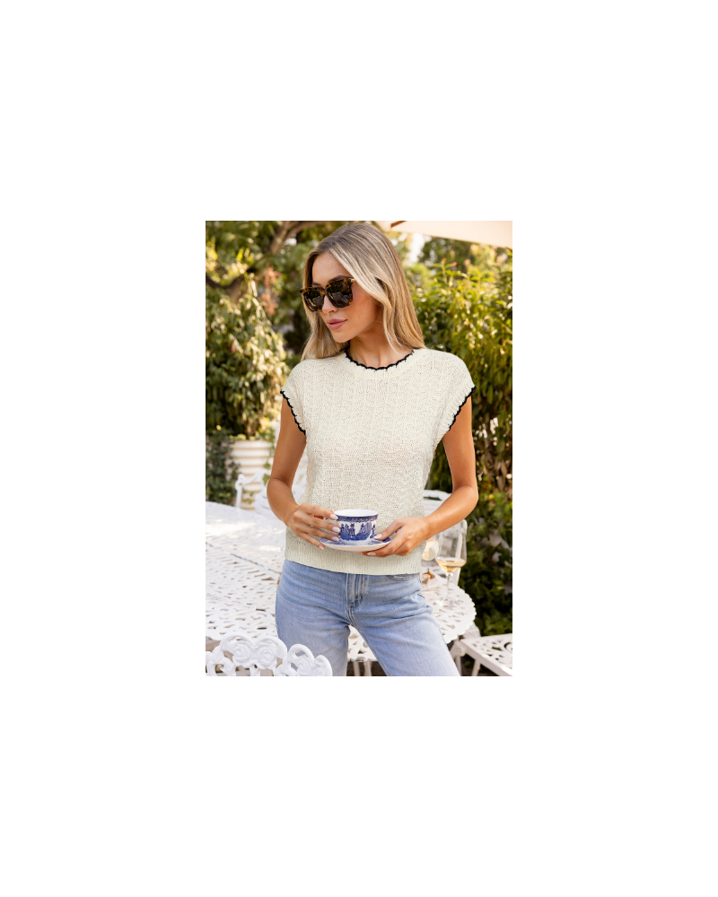 Velvet Touch White Knit Top