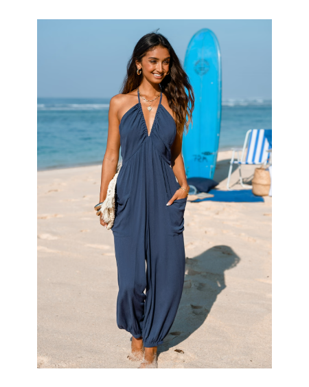 Plunge Halter Jogger Jumpsuit