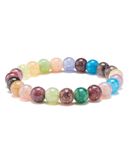 Imitation Gemstone Glass Round Beads Stretch Bracelet for Women