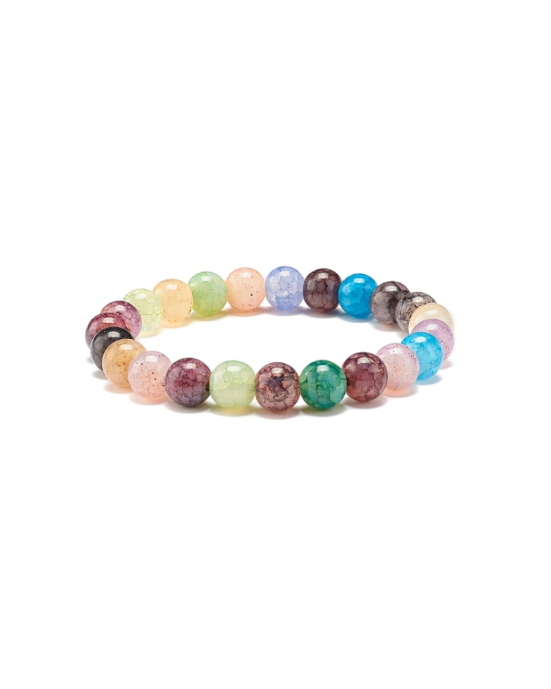 Imitation Gemstone Glass Round Beads Stretch Bracelet for Women