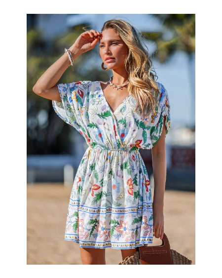 Vibrant Vibes Floral Cover-Up Mini Dress