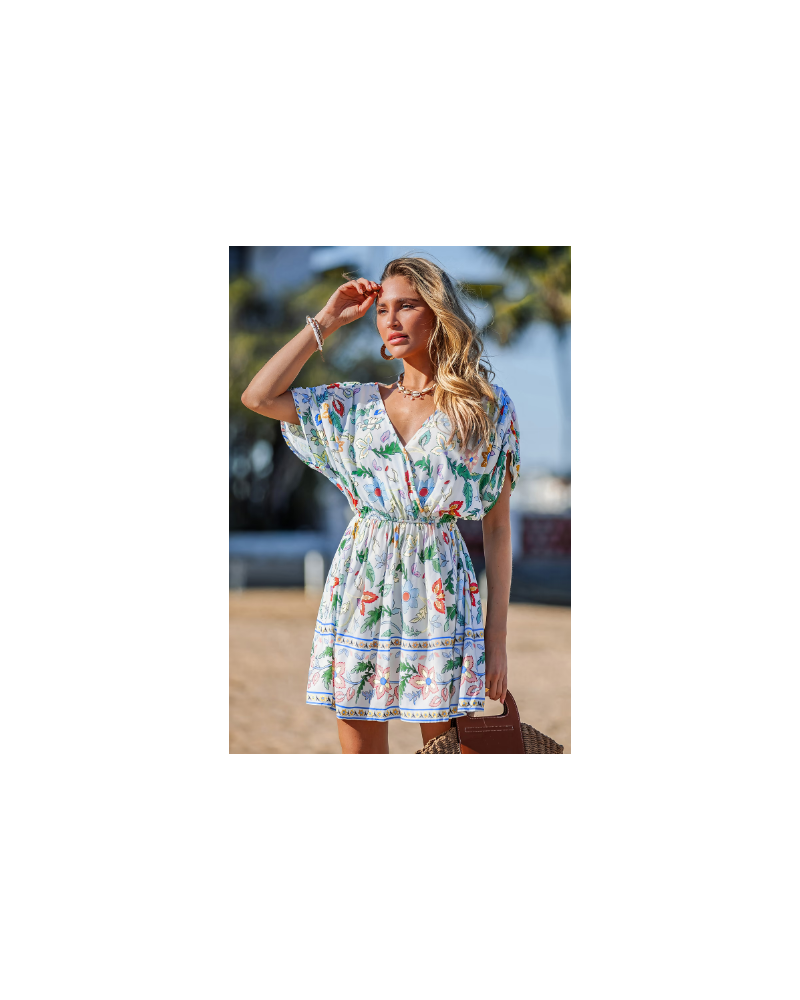 Vibrant Vibes Floral Cover-Up Mini Dress