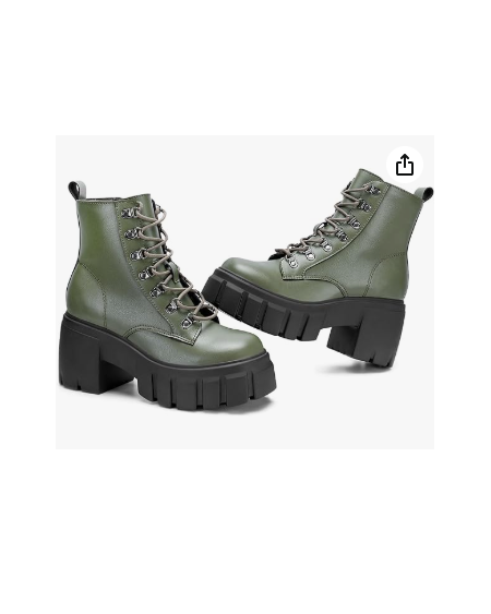 copy of Women’s Combat Boots Lightweight Lace up Side Zipper Ankle Botas High Heel Chunky Platform Lug Sole Booties Green