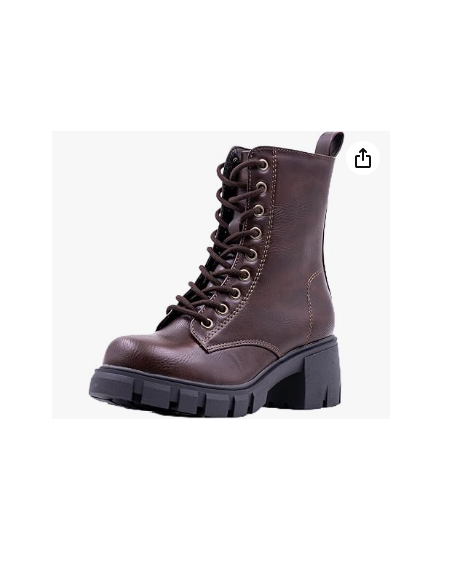 Lace Up Combat Platform Ankle Boots With Thick Sole, Side Zipper Shoes Mid Calf Booties for Lady