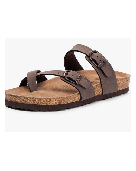 Women's Slide Sandals with Soft Cork Footbed, Comfort Arch Support Flat Sandals for Summer