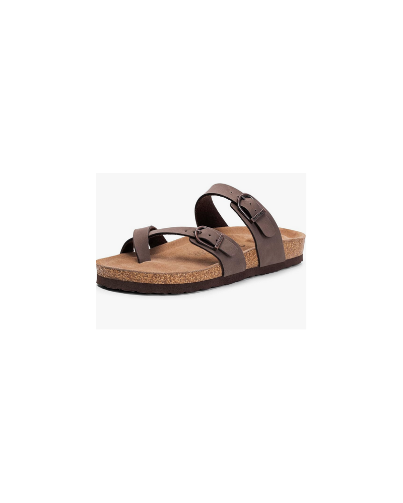 Women's Slide Sandals with Soft Cork Footbed, Comfort Arch Support Flat Sandals for Summer