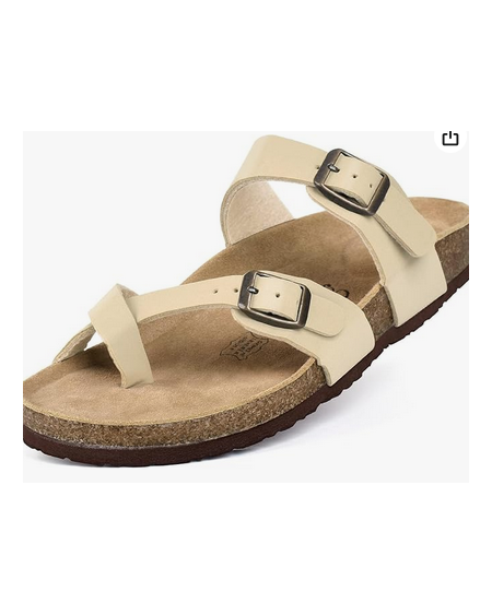 Women's Slide Sandals with Soft Cork Footbed, Comfort Arch Support Flat Sandals