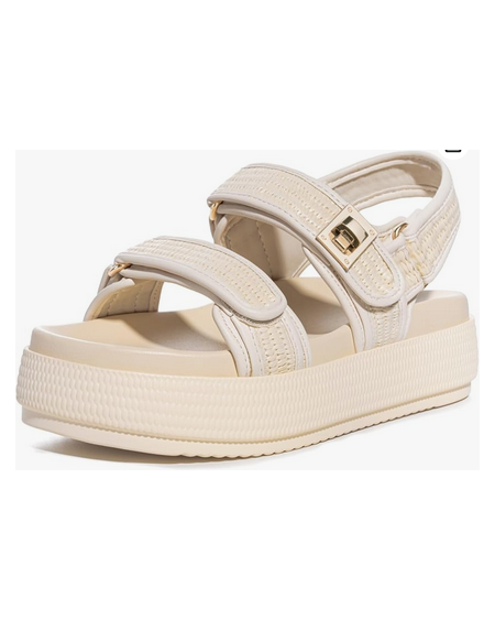 Women Platform Sandals Comfortable Open Toe Beach Shoes with Adjustable Buckle Straps for Summer