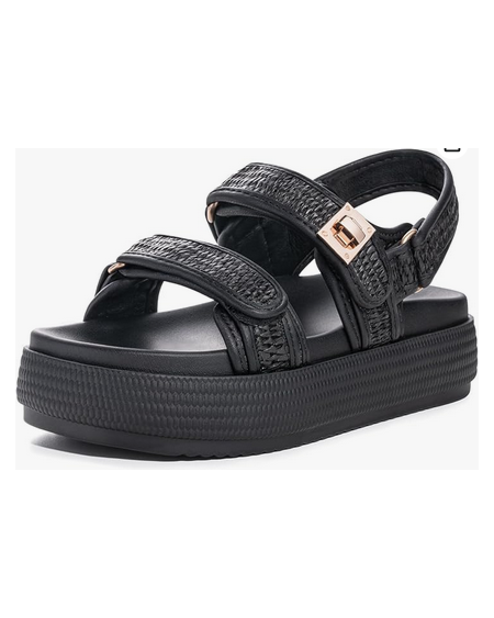 Women Platform Sandals Comfortable Open Toe Beach Shoes with Adjustable Buckle Straps for Summer