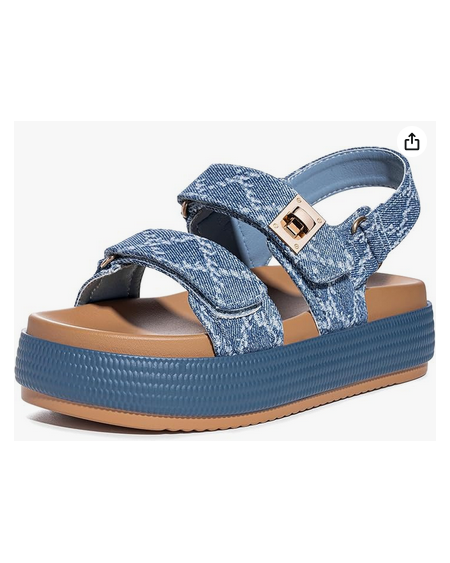 Women Platform Sandals Comfortable Open Toe Beach Shoes with Adjustable Buckle Straps for Summer