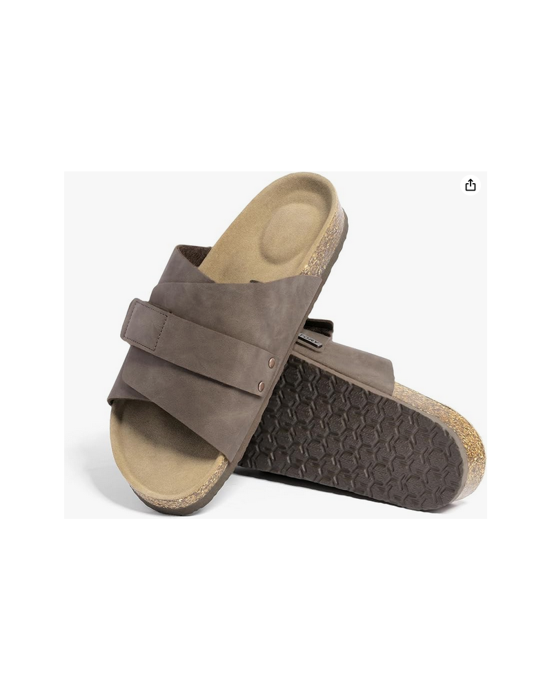 Soft Footbed Sandals,Cork Slides with Adjustable Straps