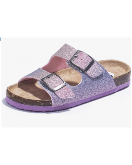 Boys Girls Glitter Slide Sandals, Cork Slipper