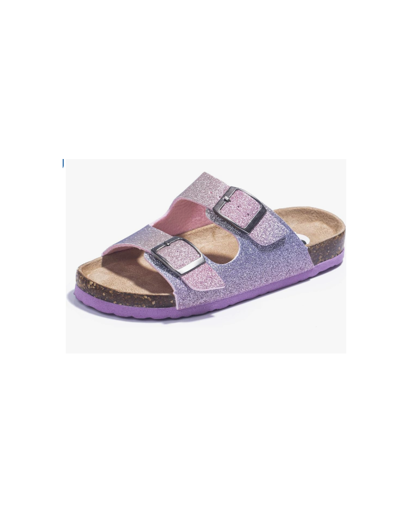 Boys Girls Glitter Slide Sandals, Cork Slipper