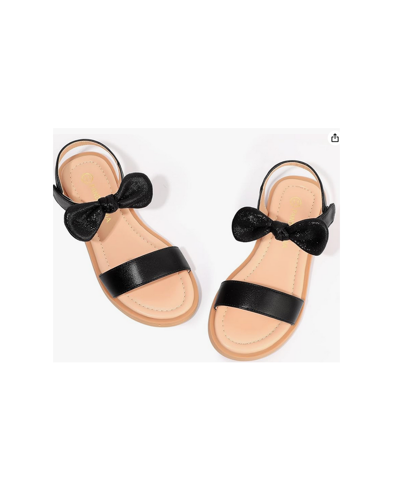 Girls Sandals Open Toe Summer Flats Dress Sandals Shoes Toddler/Little Kid/Big Kid black